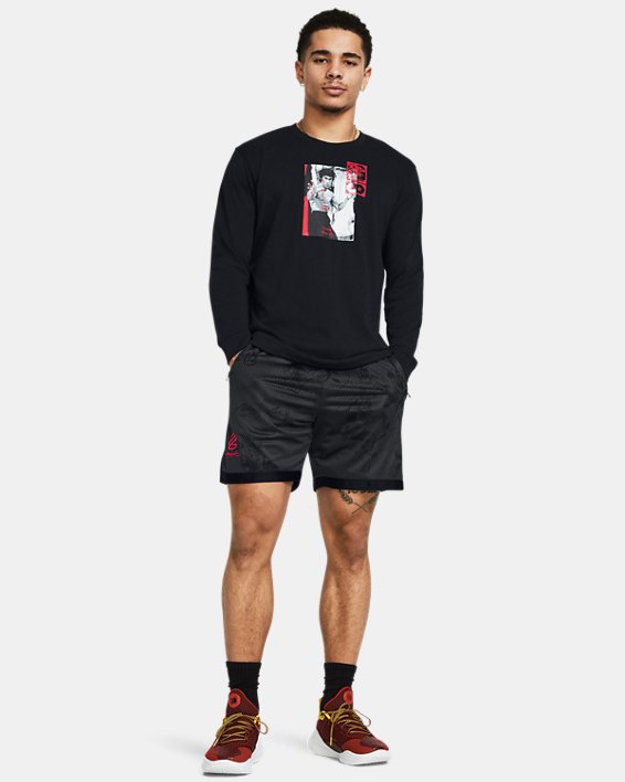 Men's Curry x Bruce Lee Lunar New Year 'Fire' Long Sleeve in Black image number 2